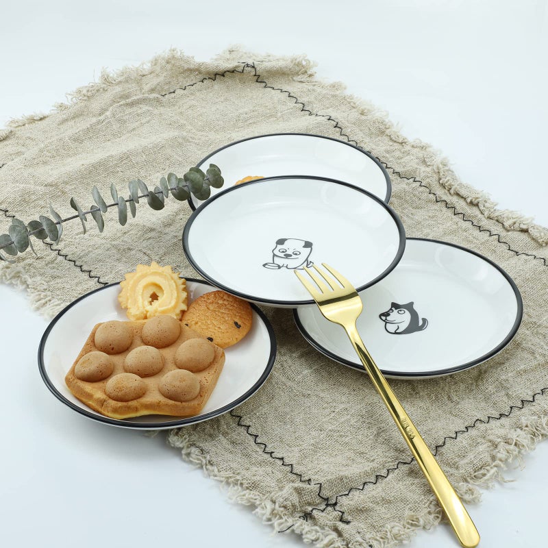 SOCOSY Cute Cartoon Dog Ceramic Seasoning Dishes Sauce Dish Sushi Dipping Bowl Appetizer Plates Tea Bag Holder Serving Dish for Kitchen 5'' (Dog) - Image 4